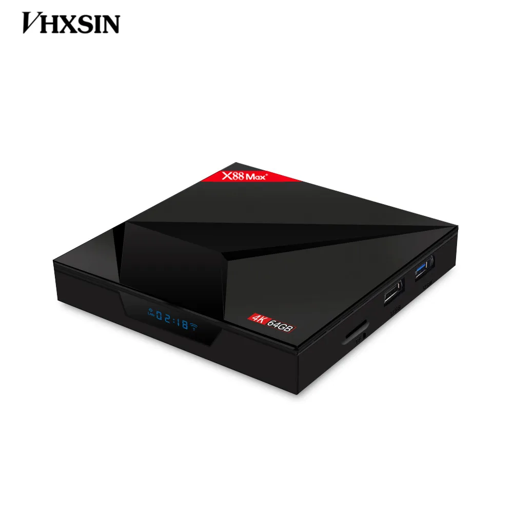 ТВ приставка VHXSIN 10 шт./лот X88 max plus RK3328 4 + 64G HEVC H.265 поддержка для Android 9 0