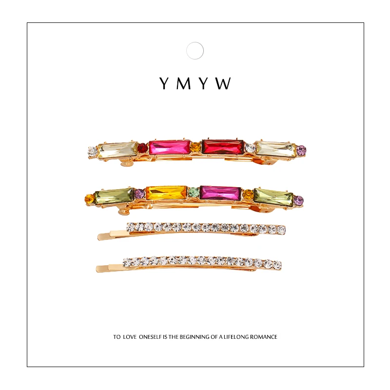 

YMYW Exquisite Romantic Colorful Resin Crystal Hair Accessories Luxury Rhinestone Hair Clip Set Horquillas De Pelo Para Mujer