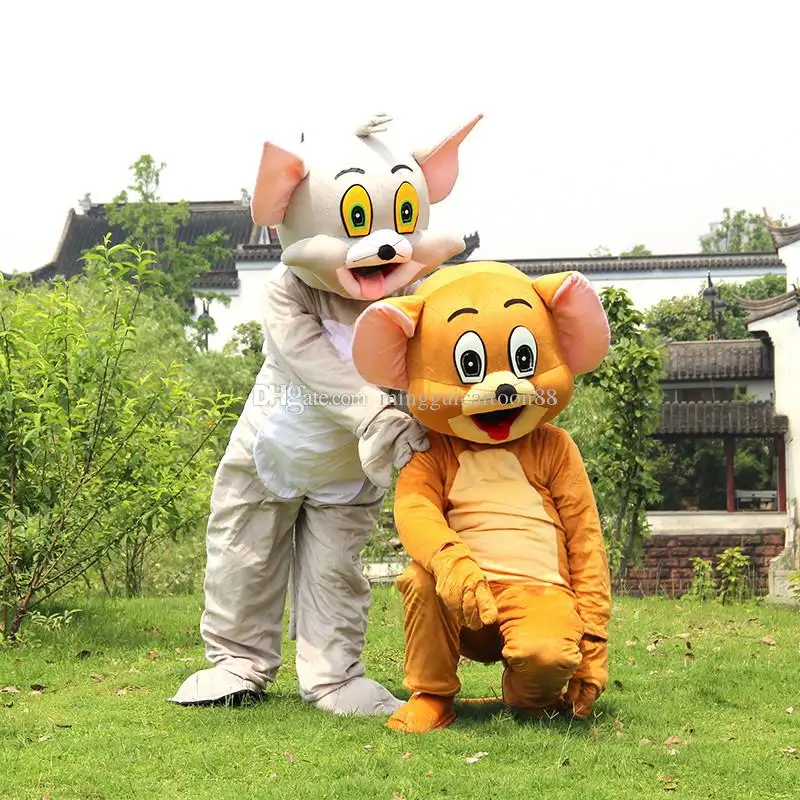 

New style Tom Cat and Jerry Mouse Mascot costume Fancy Dress Outfit Chirstmas Adult Size Cartoon Costume factory direct sale