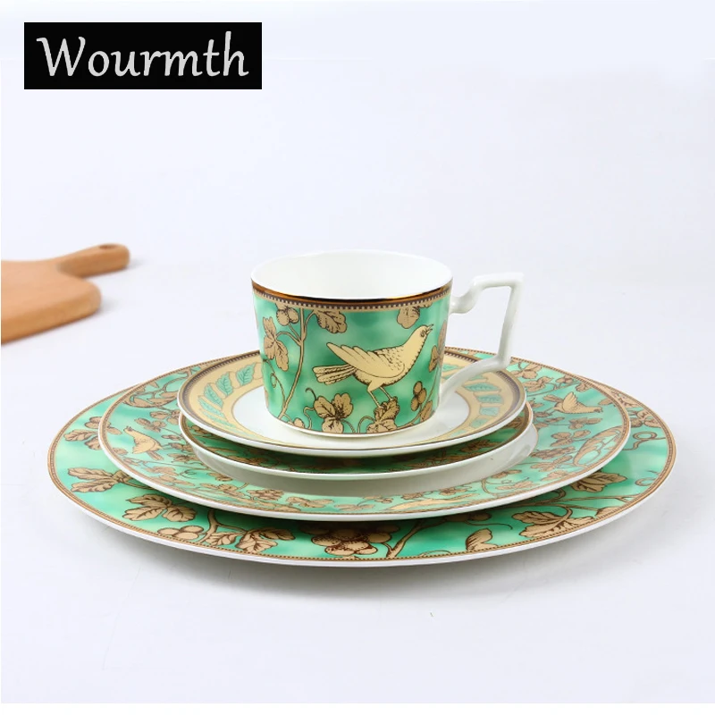 

WOURMTH High Quality Bone China Tableware Ceramic Dinner Set Dishes And Plates With Capacity Coffee Cups Saucers Party supplies