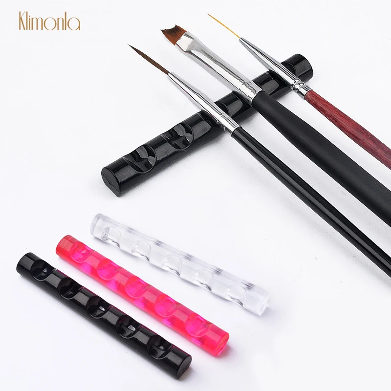 

3pcs Acrylic Crystal Nail Brush Stand Holder 5 Grits Nail Art Painting Pen Showing Shelf Display Manicure Salon Tools