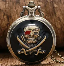 Pirates Skull in One Piece Design Pocket Watch Steampunk Pendant Watches Gift for Men Woman