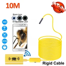 10M Full HD1200P WIFI Endoscope Camera 8mm Android iPhone Snake Rigid Cable Wirless IOS Waterproof Borescope 8LED 2MP USB Camera