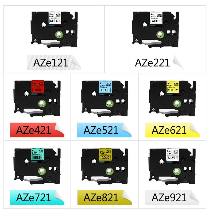 1 шт. Tze121 Tze221 Tze421 Tze521 Tze621 Tze721 Tze821 Tze921 ламинированные Совместимость P touch 9 мм Картридж Ленты для маркировки tz221 tze221