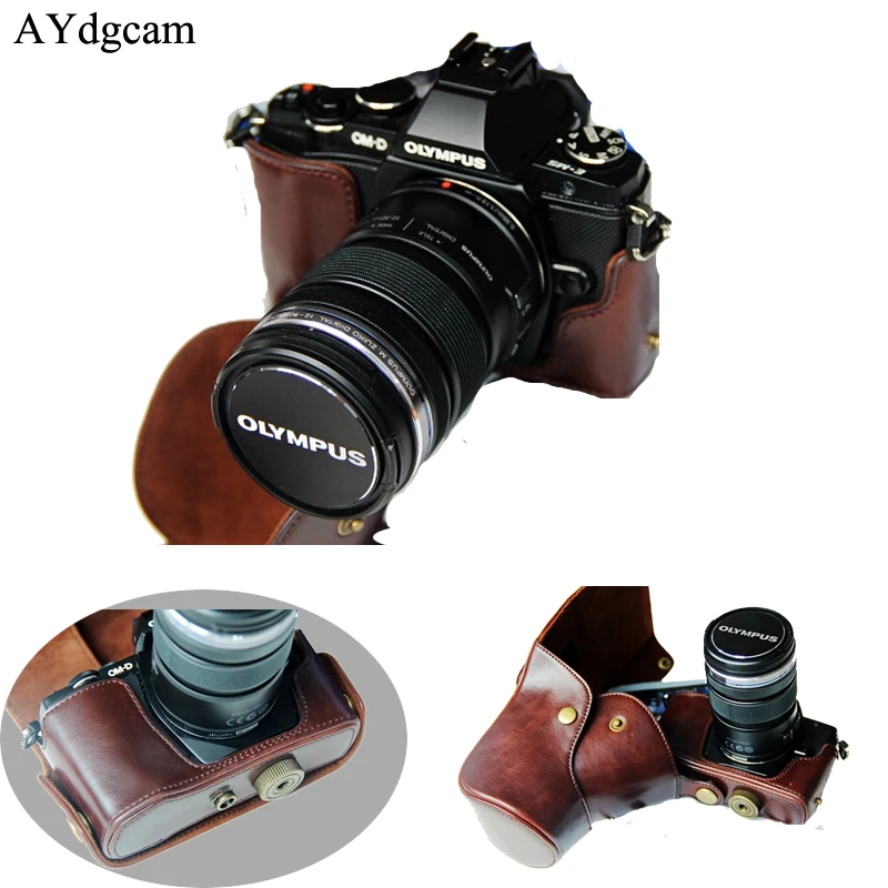 Новый чехол для камеры из искусственной кожи Olympus EM5 EM 5 с ремешком кофейный черный