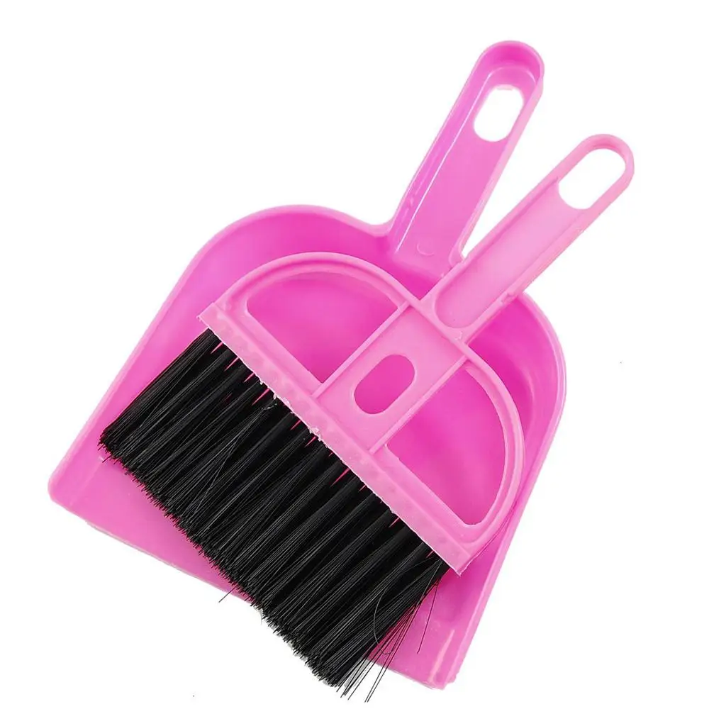 FJS!TOP! Amico Office Home Car Cleaning Mini Whisk Broom Dustpan Set Pink Blackin Brooms