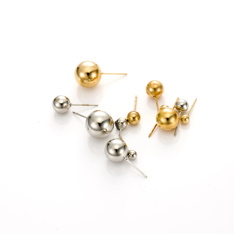 

20PCs/Lot Non-Porous With Needle Light Gold Plated Copper Bead Needlework DIY Earrings Accessories For Jewelry Making Charms