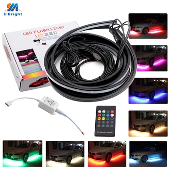 

4PCS Car Colorful Atmosphere Lights Wireless Remote Voice Control RGB Chassis Lights Music 60*90CM 90*120CM LED Strip Decorate