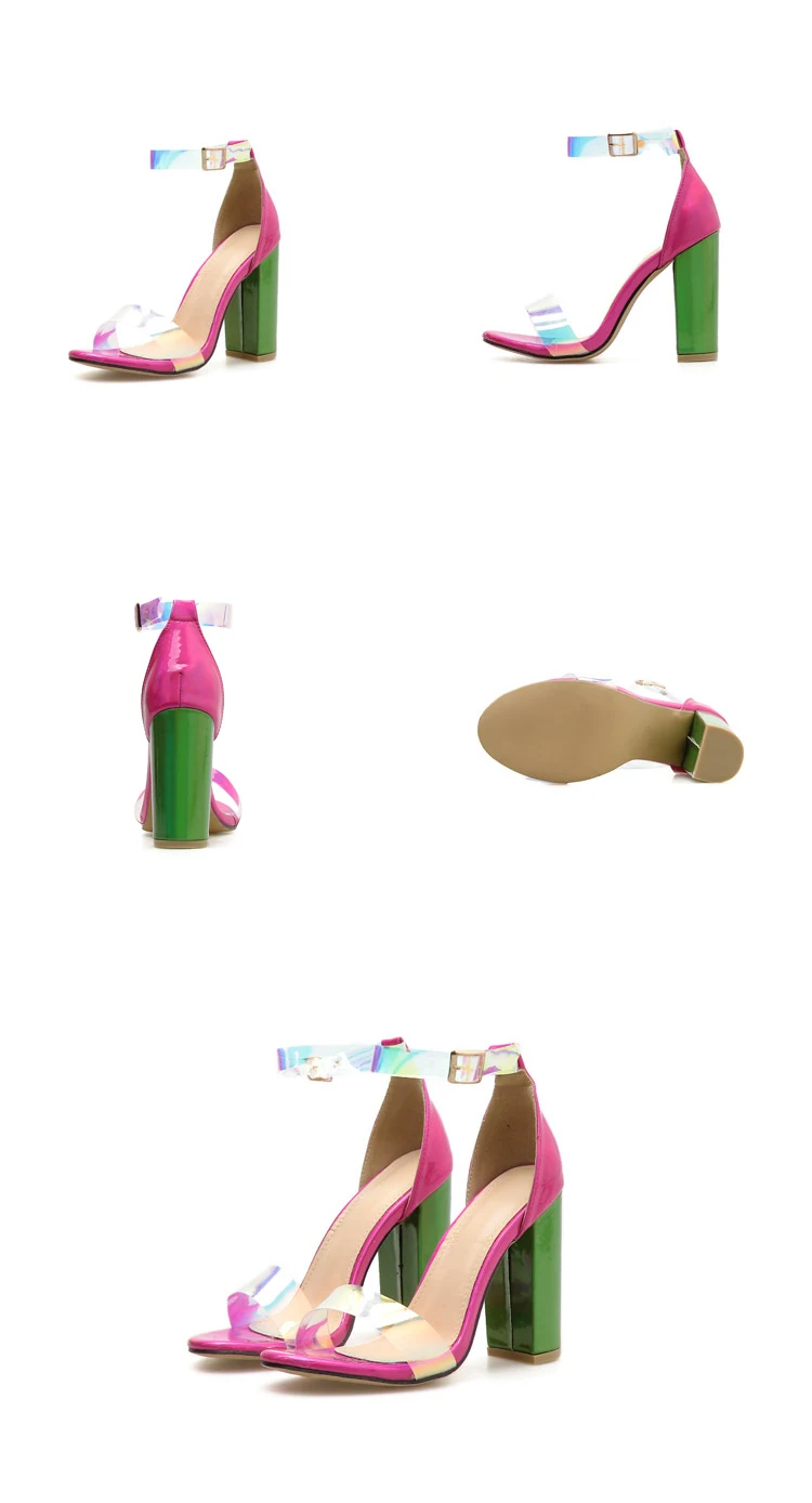Eilyken/женские босоножки на высоком каблуке; прозрачные босоножки из ПВХ с ремешком на щиколотке на высоком каблуке с пряжкой; обувь для вечеринок