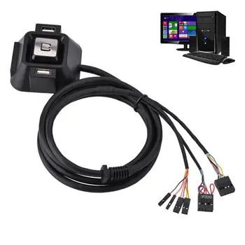 

Desktop Computer Power Supply Switch Case 1.2m On/off Reset Button Switch Cable Block Extender With 2 Buttons USB Audio Sockets