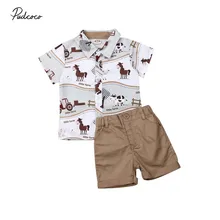 Бренд младенцев для маленьких мальчиков дети принтом My Little Pony; оригинальная Топы Повседневная рубашка+ брюки для девочек; сезон лето Одежда для маленьких джентльменов, комплект из 2 предметов, вечерние Детский комплект