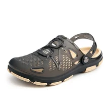 Летние трендовые пляжные тапки с дырочками мужские садовые Нескользящие Туфли школьные сандалии и шлепанцы мужские шлепанцы Chanclas Hombre