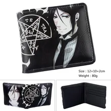Schwarz Anime Black Butler Kuroshitsuji Kurzen Reißverschluss PU Wallet Printed Cosplay