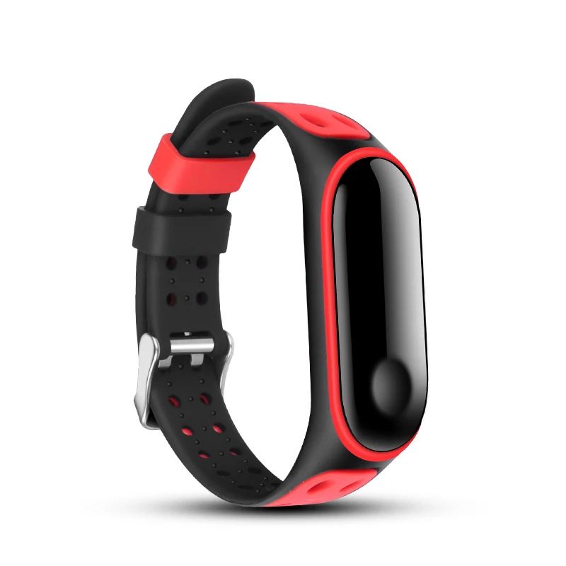 

Silicone Sport bands For xiaomi band 3/4 Replacement Wristband Fresh looks Silver pin buck Two-color matching Mi Band 4 strap