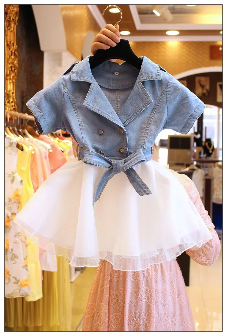 Платья-пачки для мамы и дочки комплект из 2 предметов, джинсовая рубашка+ белая юбка-пачка одинаковые комплекты для семьи платье «Мама и я»