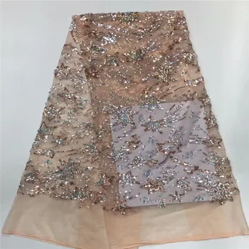 

African French Sequins Tulle Lace Fabric 2019 Latest French Lace Fabric High Quality Guipure Nigerian Embroidery Lace For Dress