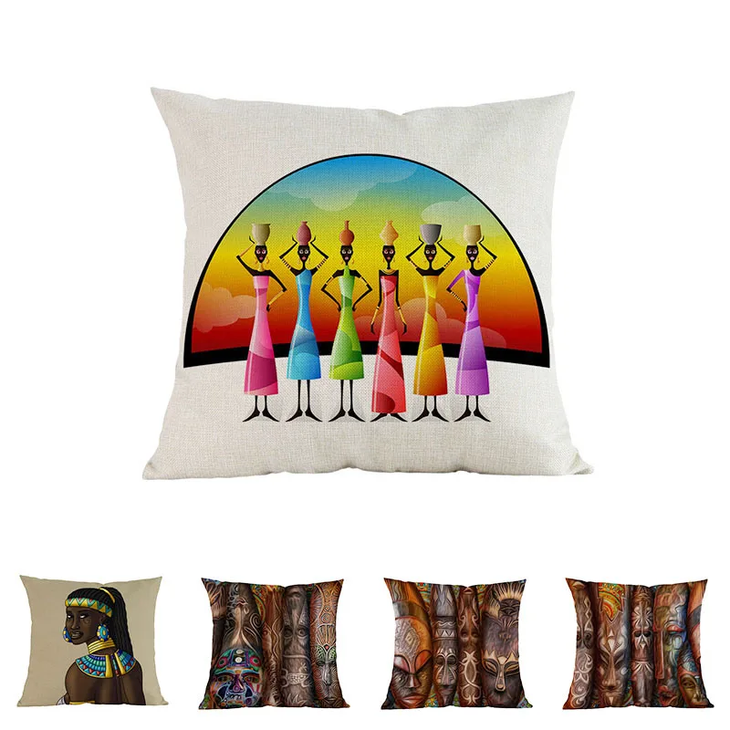 

African style High Quailty Pillow cover Cartoon character Decorative Pillows For Couch Cushion Cover For Living Room Customable