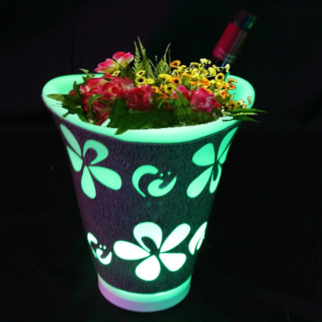 

Colorful LED Flower Planter Pot Ice Bucket Color Changing Bar Nightclubs LED Light Up Champagne Beer Bucket Bars Night Party 1pc