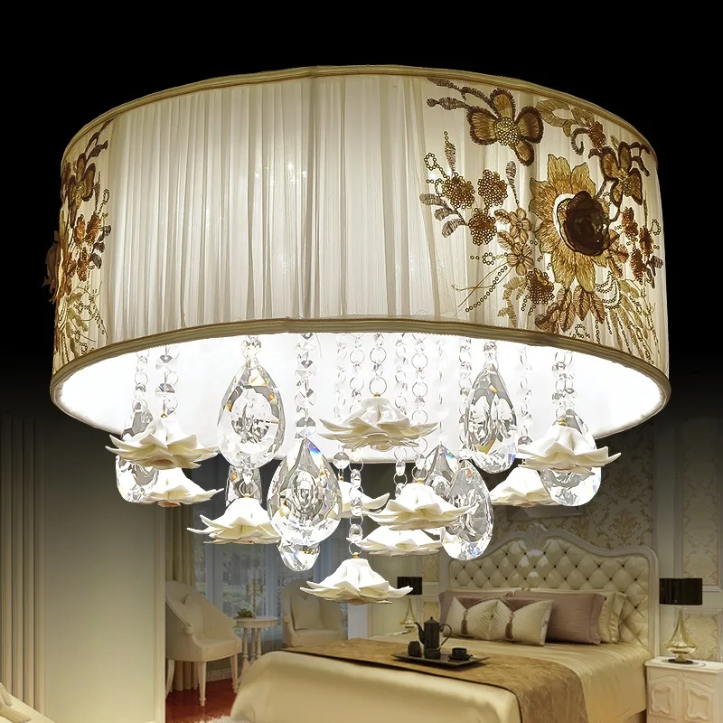 modern brief fashion fabric ceramic crystal 36w led ceiling lamp