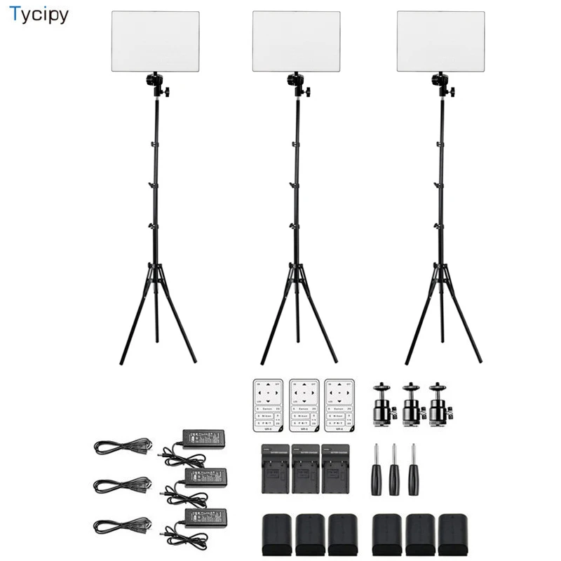 

Tycipy 3SET 3200K-5600K 45W Dimmable Camera LED Video Photo Studio Light Kit Photography Selfie Tripod For DSLR