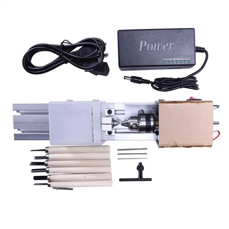 

DC12-24V 100W Mini Lathe Beads Polisher Machine For Wood Woodworking Diy Rotary Tool