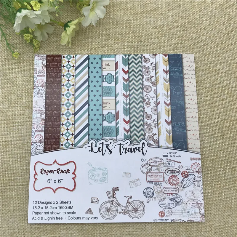 

24 sheet 6"X6"travel of the flower patterned paper Scrapbooking paper pack handmade craft paper craft Background pad