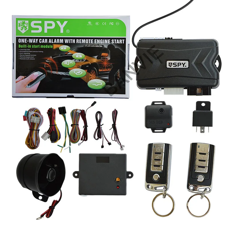 CE FCC Certified Universal High Quality SPY One Way Built-in Start Module Car Alarm System with Remote Engine Start Function