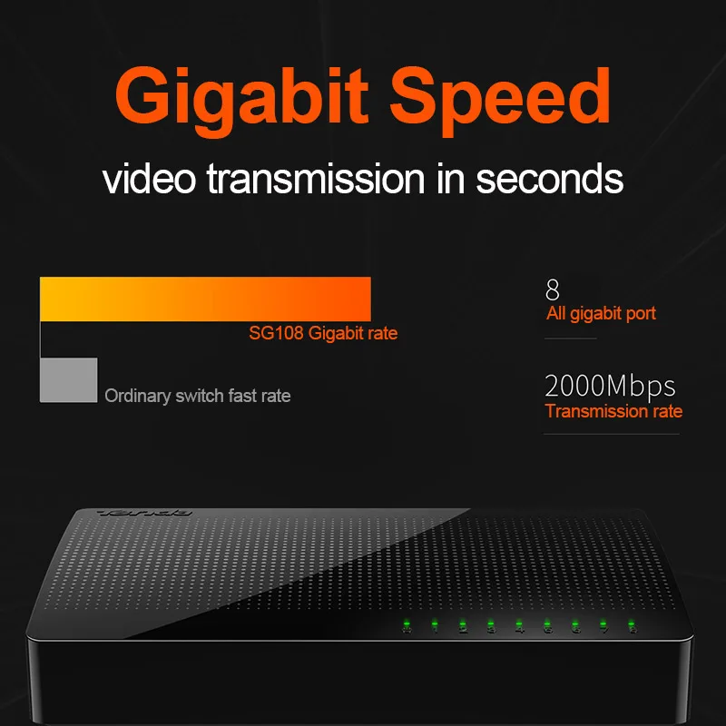 Kopen Tenda SG108 Ethernet Netwerk Switchs 8 Gigabit 10 100 1000 Mbps RJ45 Poort Desktop SOHO Switch 1.6 Gbps capaciteit plug en play