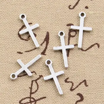 

15pcs Charms Christian Cross 9x19mm Antique Making Pendant fit,Vintage Tibetan Bronze Silver color,DIY Handmade Jewelry