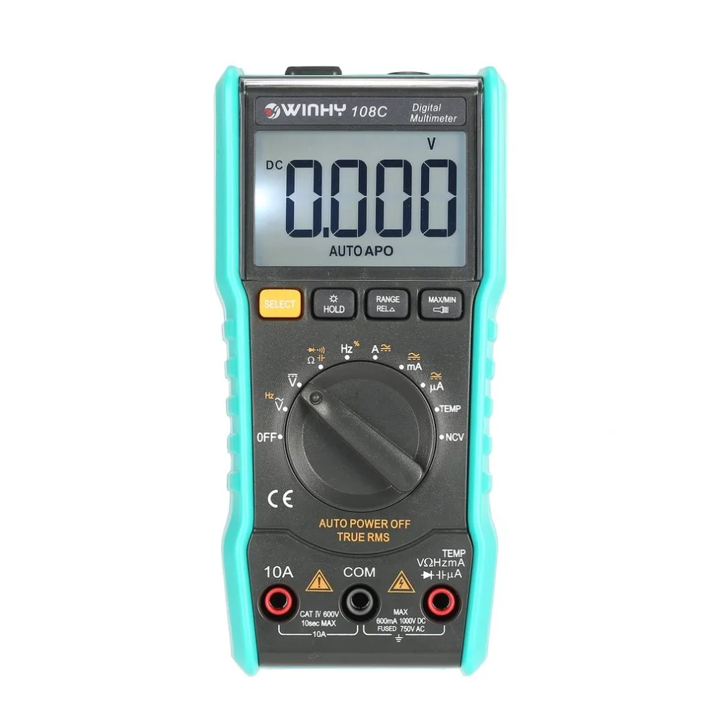

Mini Pocket 108A 108C Digital Multimeter Tester True RMS AC/DC Volt Amp Ohm Frequency Temperature NCV Test Meter LED Headlight