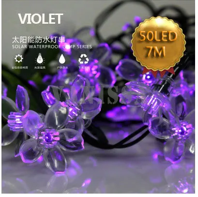 

50LED17M led solar string lights outdoor waterproof lawn garden led lamp solar flower floral warm white 4colors free shipping