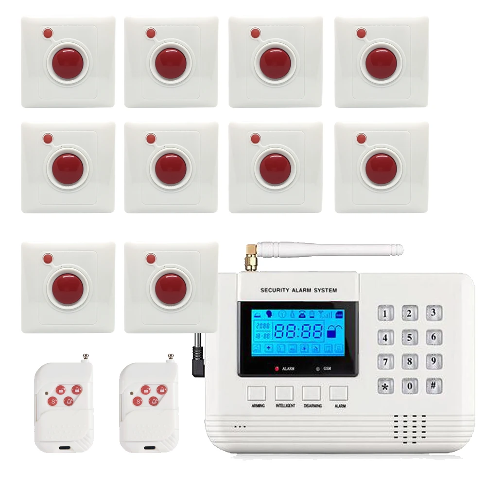 

Hot sales 433mhz Wireless GSM alarm system 86mm waterproof button emergency calling system home security intruder sensor
