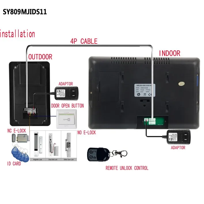 Бесплатная доставка проводной 7 "телефон видео домофон Системы 1 RFID клавиатуры товара Дверные звонки Камера 1 Мониторы 1000tvl Беспроводной
