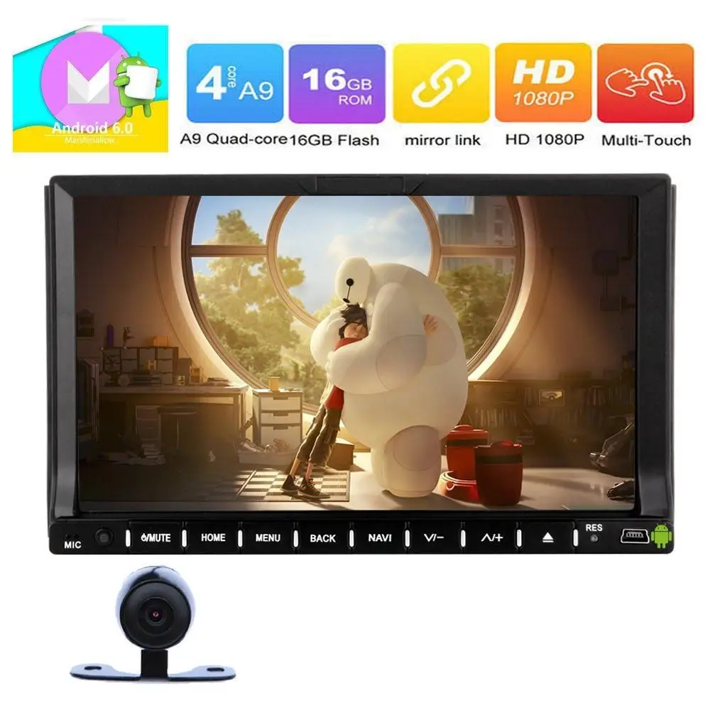 2Din 7 &quotAndroid 6 0 автомобильный стерео dvd плеер Встроенный AM/FM Bluetooth gps навигация