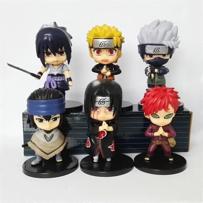 

6pcs/lot 9-11CM Anime Naruto Figure Uzumaki Naruto Sasuke Kakashi Gaara Itachi Gekko Hayate Modle Doll gifts for Children