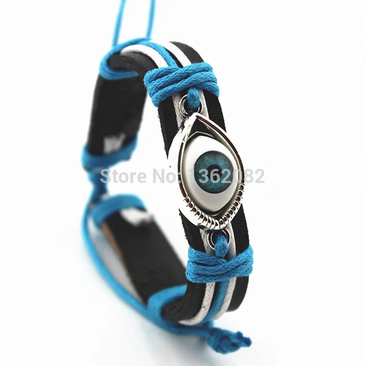 

Fashion Hand-woven Turkey Evil Eye Blue Eye Leather Bracelets Bangle Amulet Gift MB107
