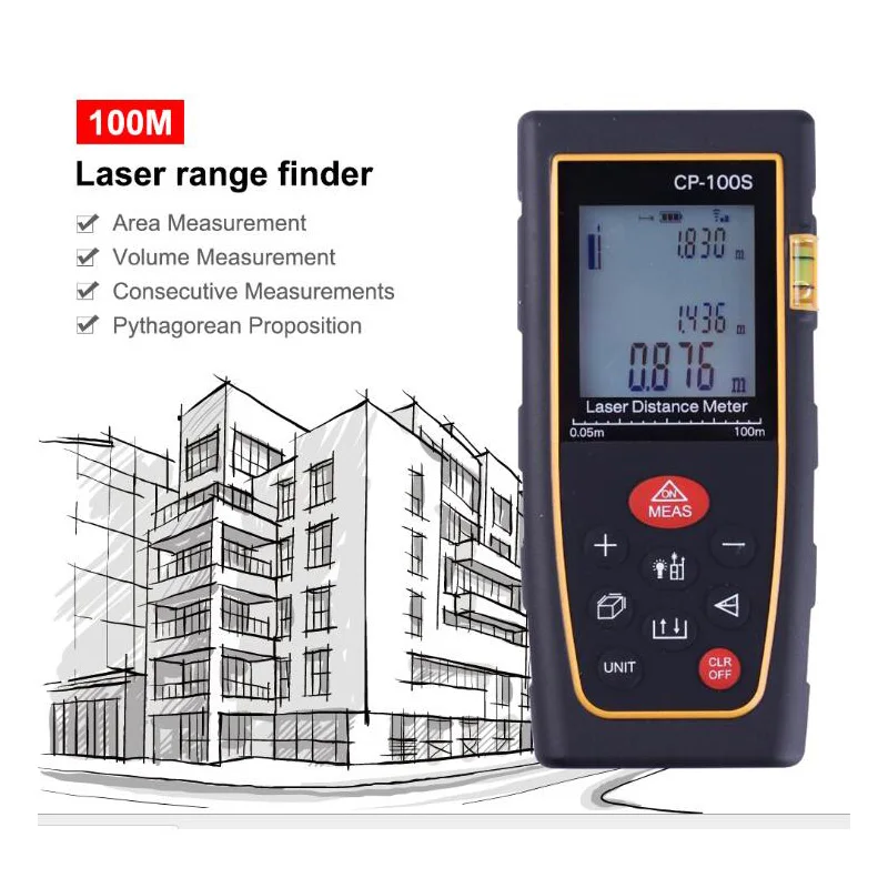 Portable Laser Range Finder 100M Digital With Horizontal Bubble To Build Measuring Equipment | Инструменты