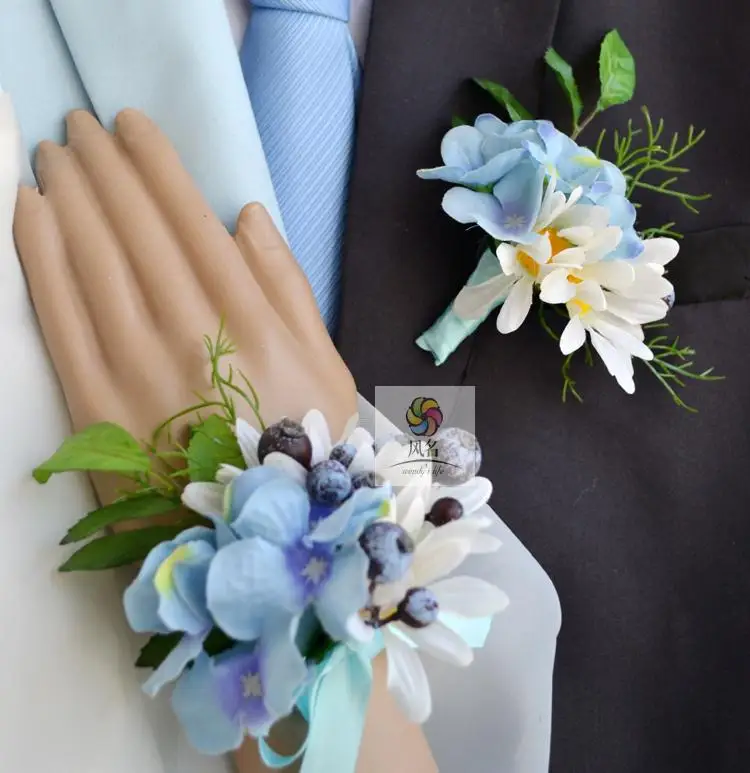 Handmade Corsages Hydrangea Bridal Wedding Supplies Groom Boutonniere