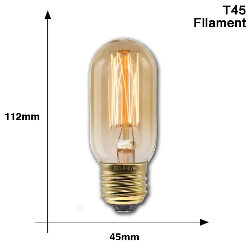 Винтажный E27 держатель лампы подвесные светильники разъем 90 V-265 V винт переключения фитинг Ретро лампа Эдисона e27 Цоколи лампы Hanglamp - Цвет корпуса: T45 Filament