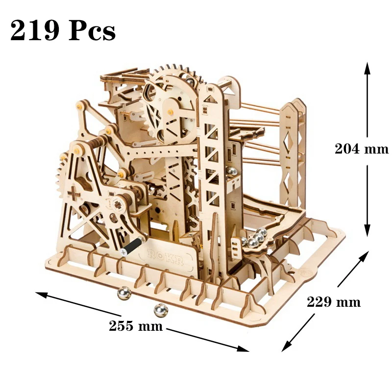 

219Pcs Wooden DIY Lift Coaster Magic Creative Marble Run Game Steam Model Building Kits Assembly Toy Gift for Children LG503
