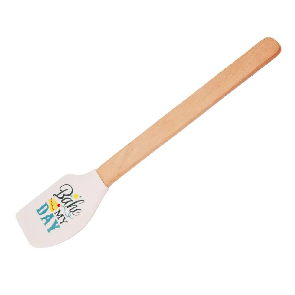 Силиконовая лопатка антипригарная термостойкая деревянная ручка без бисфенола для выпечки прочные кухонные аксессуары для выпечки 3 узора от CASASUNCO - Цвет: Sky Blue 1