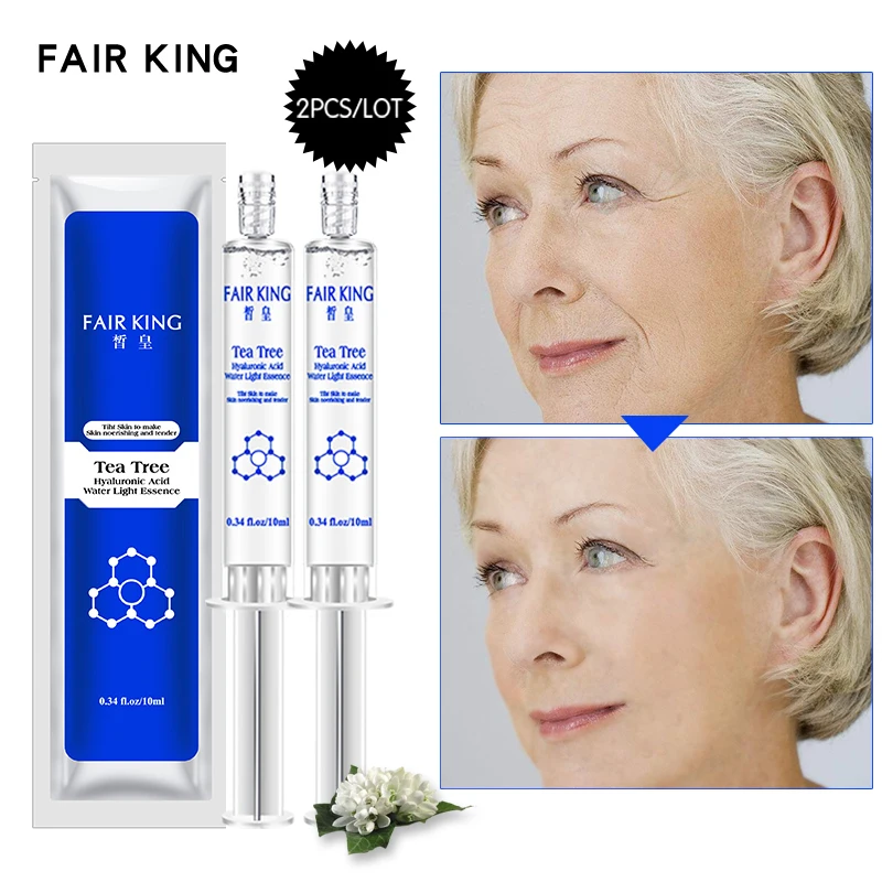 

2PCS Tea Tree Hyaluronic Acid Injection Face Serum Liquid Tights Anti-Wrinkle Anti Aging Collagen Facial Essence Moisturizing