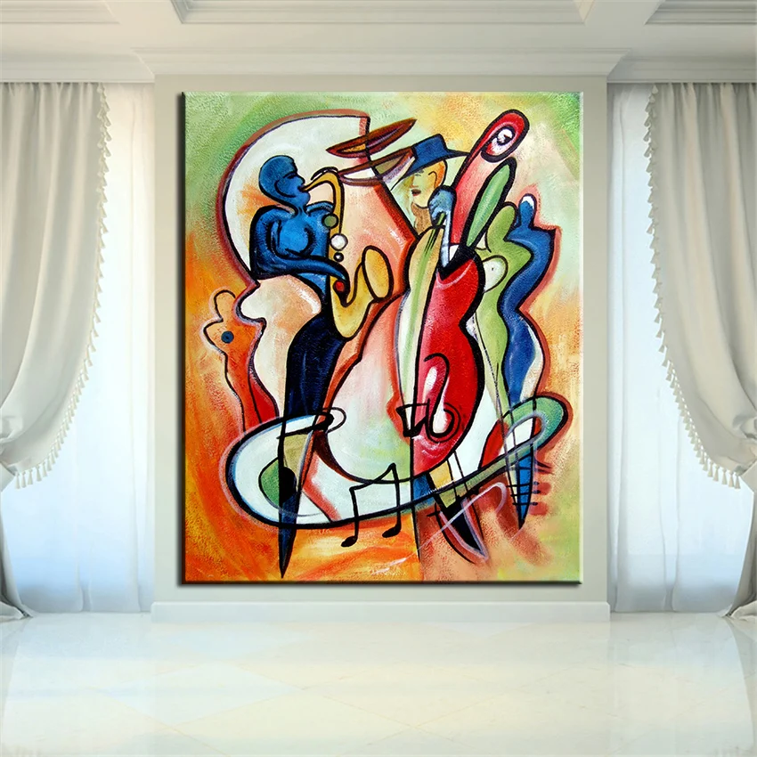 

NO FRAME Printed MUSIC CUBIC ABSTRACT Oil Painting Canvas Prints Wall Painting For Living Room Decorations wall picture art