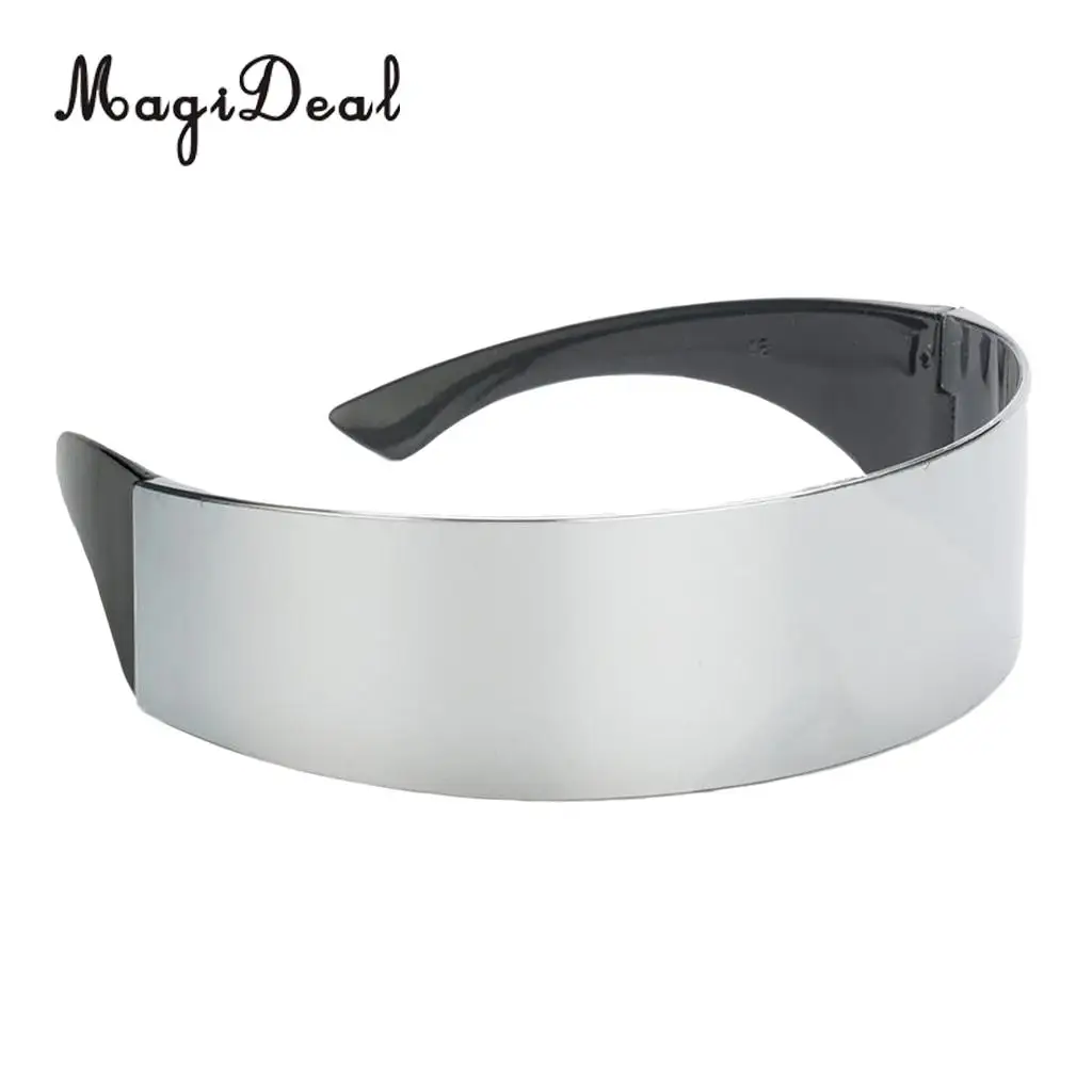 MagiDeal Novelty Metallic Silver Futuristic Soldier Space Alien Robot Glasses Costume Sunglasses Cosplay Accessories Photo Props