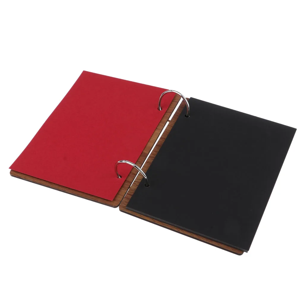 6 inch 16 Pages Kraft Paper Wooden Cover Scrapbook Photo Album Display Guest Book Craft for Wedding Valentines Day Memorial