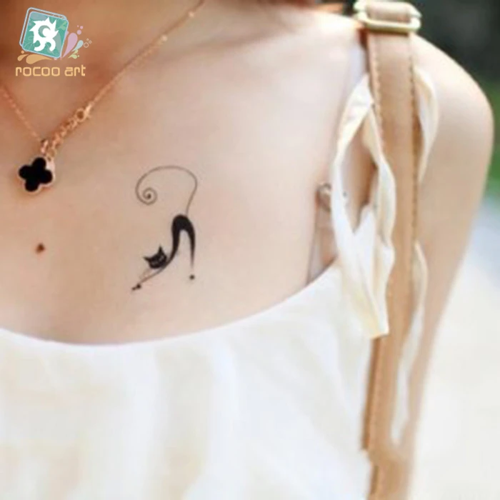 Hc 16 Etanche Temporaire Faux Tatouage Mignon De Bande Dessinee Kitty Chats Eau Transfert Tatouages Autocollant Femmes Sexy Poitrine De Tatouage Stickers Aliexpress