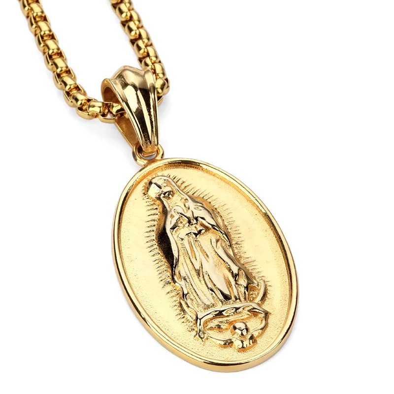 Fashion Men Necklaces Blessed Virgin Mary Pendant Design Stainless