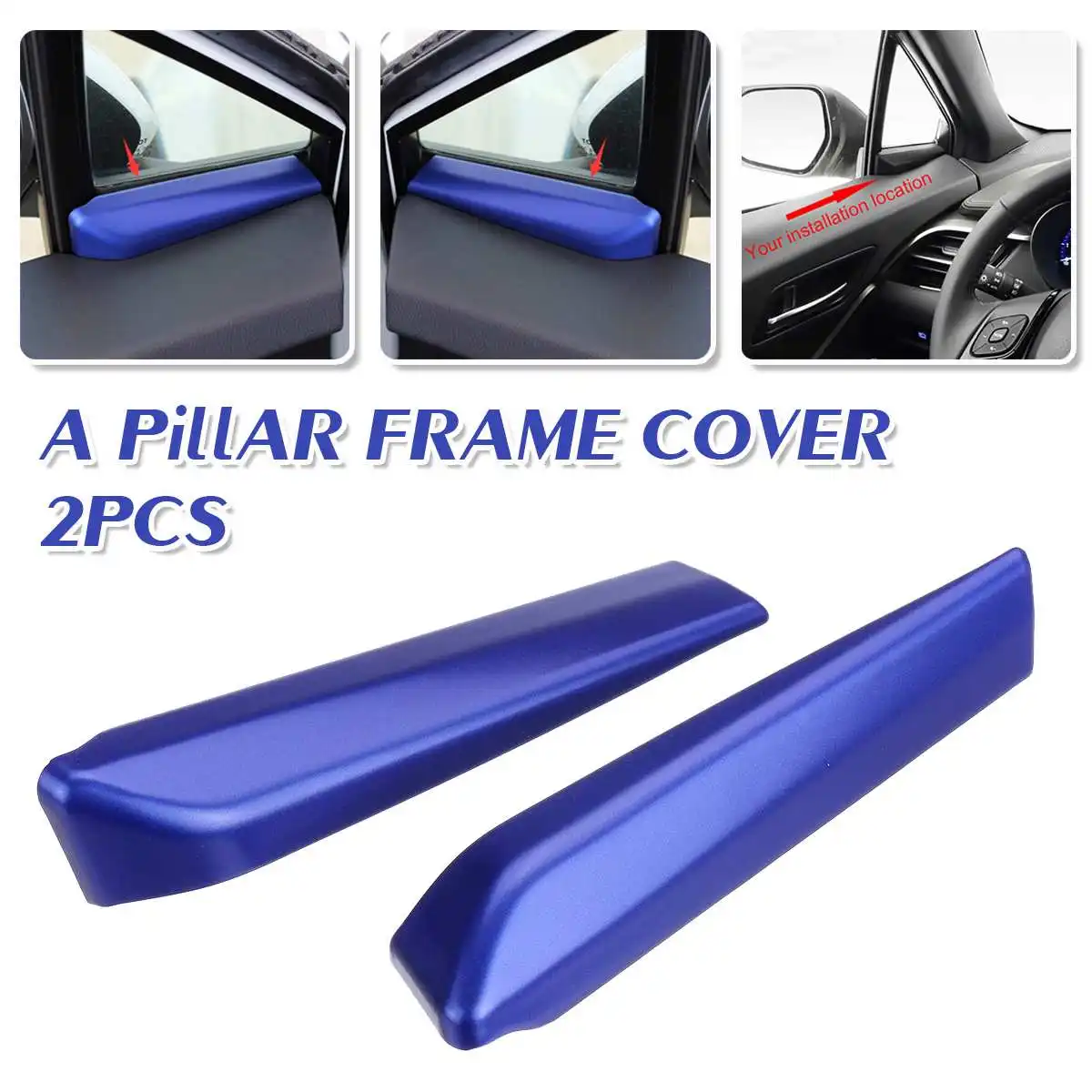 

2 pcs Car Front Door Inner Window A Pillar Frame Cover Trim For Toyota CHR 2017-2018 Car Accessories Interior Decoration