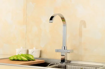 

Kitchen sink basin faucet mixer hot and cold tap, Copper kitchen faucet pull down, Rotated single hole dish basin faucet chrome