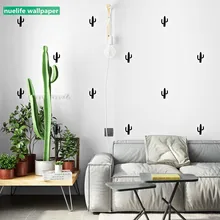 Дешевые черные геометрические обои с изображением кактуса гостиная столовая спальня детская комната ТВ фон настенная бумага